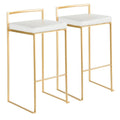 Set of 2 Stackable Gold Bar Stools with Silver Orchid Forest Finish
