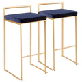 Set of 2 Stackable Gold Bar Stools with Silver Orchid Forest Finish