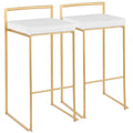 Set of 2 Stackable Gold Bar Stools with Silver Orchid Forest Finish