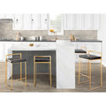 Set of 2 Stackable Gold Bar Stools with Silver Orchid Forest Finish