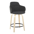 Set of 2 Carson Carrington Iglabo 24-Inch Fixed-Height Counter Stools with Bent Wood Legs and Round Footrest