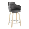 Set of 2 Carson Carrington Iglabo 24-Inch Fixed-Height Counter Stools with Bent Wood Legs and Round Footrest