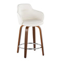 Set of 2 Carson Carrington Iglabo 24-Inch Fixed-Height Counter Stools with Bent Wood Legs and Round Footrest