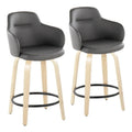 Set of 2 Carson Carrington Iglabo 24-Inch Fixed-Height Counter Stools with Bent Wood Legs and Round Footrest