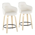 Set of 2 Carson Carrington Iglabo 24-Inch Fixed-Height Counter Stools with Bent Wood Legs and Round Footrest