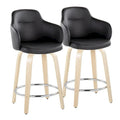 Set of 2 Carson Carrington Iglabo 24-Inch Fixed-Height Counter Stools with Bent Wood Legs and Round Footrest