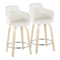 Set of 2 Carson Carrington Iglabo 24-Inch Fixed-Height Counter Stools with Bent Wood Legs and Round Footrest
