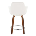 Set of 2 Carson Carrington Iglabo 24-Inch Fixed-Height Counter Stools with Bent Wood Legs and Round Footrest
