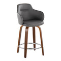 Set of 2 Carson Carrington Iglabo 24-Inch Fixed-Height Counter Stools with Bent Wood Legs and Round Footrest