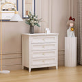 White Solid Wood Dresser Cabinet with Retro Round Handles and Spray-Painted Finish