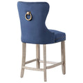 Carter 24-Inch Wingback Tufted Counter Stool with Antique Grey Legs and Nailhead Trim