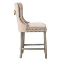 Carter 24-Inch Wingback Tufted Counter Stool with Antique Grey Legs and Nailhead Trim
