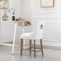 Carter 24-Inch Wingback Tufted Counter Stool with Antique Grey Legs and Nailhead Trim