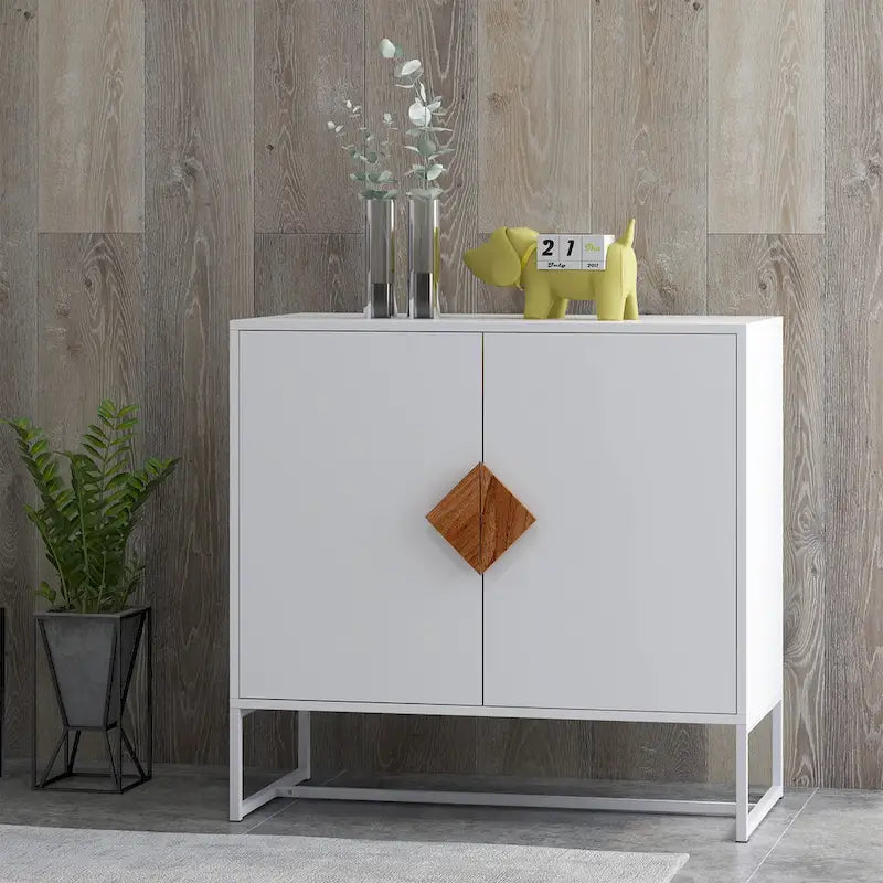 CUSchoice Solid Wood Square Handle 2-Door Sideboard
