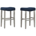 Set of 2 Jameson Gray Upholstered Polyester 29-Inch Bar Stools