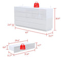 Light Dual Chest 8-Drawer Double Dresser with High Gloss Finish