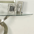 Furniture of America Sele Contemporary 45-Inch Silver Half-Moon Glass Top Sofa Table