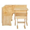 MUSEHOMEINC Classic 3-Piece Solid Wood Breakfast Nook Dining Set with Side Bench and Hidden Storage