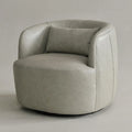 KINWELL Contemporary Genuine Leather Swivel Armchair with Cushion