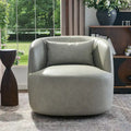 KINWELL Contemporary Genuine Leather Swivel Armchair with Cushion