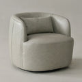 KINWELL Contemporary Genuine Leather Swivel Armchair with Cushion
