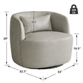 KINWELL Contemporary Genuine Leather Swivel Armchair with Cushion