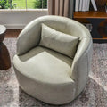 KINWELL Contemporary Genuine Leather Swivel Armchair with Cushion