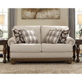 Harleson Classic Wheat Brown Loveseat with Nailhead Accents