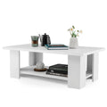 36-Inch Modern Wood Coffee Table with 2-Tier Storage Shelf