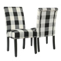 Set of 2 HomePop Black Plaid Parsons Dining Chairs