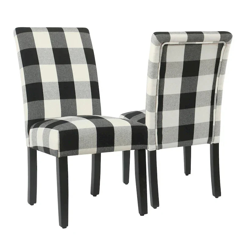 Set of 2 HomePop Black Plaid Parsons Dining Chairs