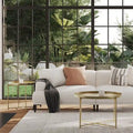 East at Main Eros Etched Floral Tray-Top Accent Table in Antique Brass Finish