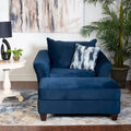 Roundhill Furniture Camero Navy Blue Fabric Pillowback 4-Piece Sofa Set