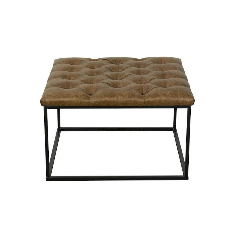 HomePop Draper Square Upholstered Cocktail Ottoman with Button-Tufted Top