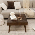 Cozy Rustic Solid Wood Square Coffee Table for Living Room - 24" W x 24" L x 15.3" H
