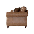 Roundhill Furniture Leinster Brown Fabric Sofa and Loveseat with Nailhead Trim