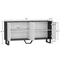 Contemporary 63-Inch Black and White Bookmatched Buffet with 4 Doors - Stylish Sideboard Table