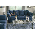 Aruca Navy Blue Microfiber Sofa and Loveseat Set with Pillow Back