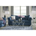 Aruca Navy Blue Microfiber Sofa and Loveseat Set with Pillow Back
