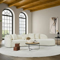 Luxury Modern Curved Sofa in White with Gallar Japandi Style Boucle Fabric