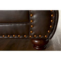 Roundhill Furniture Leinster Espresso Fabric Upholstered Sofa and Loveseat Set with Nailhead Trim