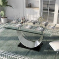 Heer Contemporary Black Steel U-Shaped Pedestal 7-Piece Dining Set by Furniture of America