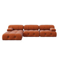 Contemporary Large Modular Sectional Sofa in Orange Velvet