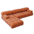 Contemporary Large Modular Sectional Sofa in Orange Velvet