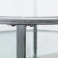 Glenn Distressed Silver Round Coffee Table with Glass Top and Shelf by SEI Furniture