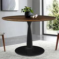 Round Walnut Finish Dining Table