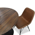 Round Walnut Finish Dining Table