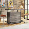 3-Tier Home Bar Unit with Glass Holder and Wine Storage
