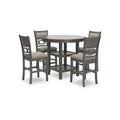Signature Design by Ashley Langwest Counter Height Dining Table with 4 Barstools - Complete Set of 5