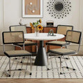 Set of 2 Upholstered Natural Rattan Dining Chairs - Armless Accent Side Chairs for Kitchen